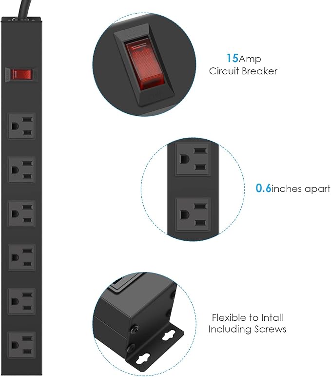 4Pack Metal Wall Mount Power Strip, Mountable Power Outlet - Image 4