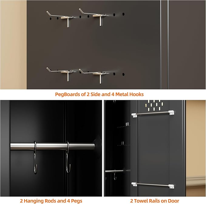 Aobabo 72" H Broom Closet Storage Cabinet, Lockable Metal Cleaning Storage - Image 6