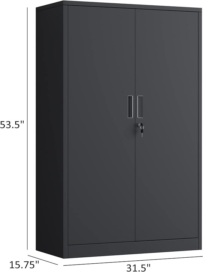 Metal Storage Cabinet with Locking Doors and 3 Adjustable Shelves, 53.5-Inch - Image 3