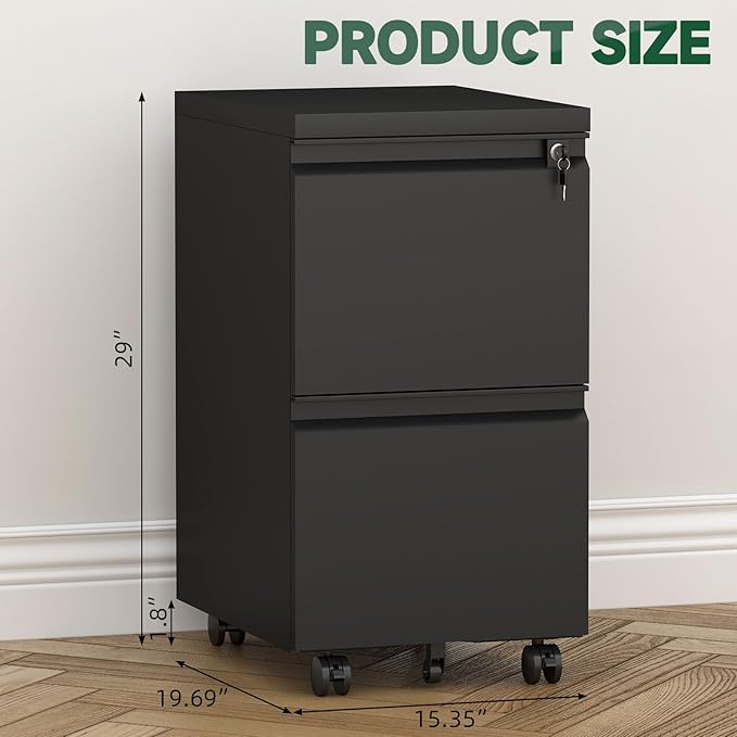 2 Drawer File Cabinet with Lock, Metal Filing cabinets - Image 3