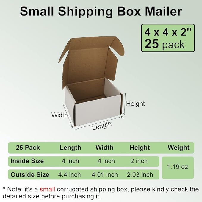 4x4x2'' Small Shipping Boxes 25 Pack, Mailing Packaging Supplies - Image 2
