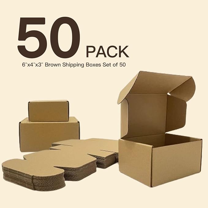 50 Pack 6x4x3 Inches Brown Corrugated Mailer Boxes -Corrugated Cardboard - Image 7