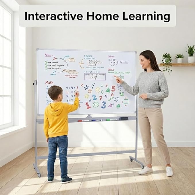 Double-Sided 72" x 48" Mobile Whiteboard, Extra Large Rolling Magnetic Dry - Image 6