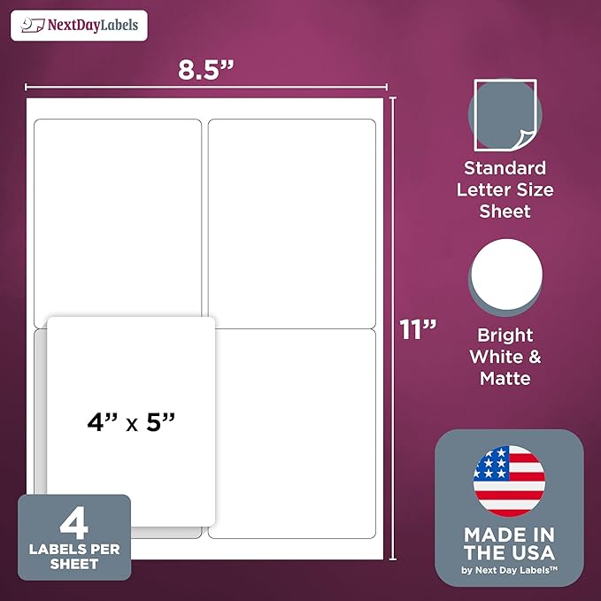 NextDayLabels – 4” x 5” Rectangular Sticker Labels - Image 2