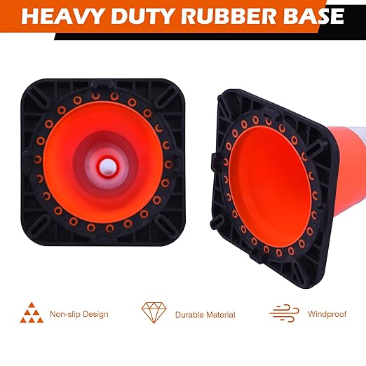 6 Pack 18 Inch Orange Reflective Traffic Cones, Parking Control and Hazard - Image 5