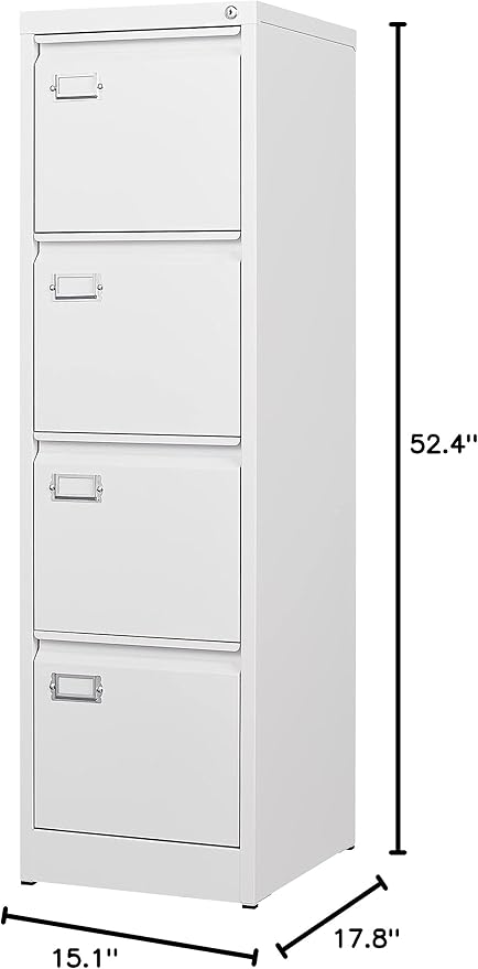 4 Drawer File Cabinet with Lock Metal Vertical File Storage Cabinet Office Home - Image 3