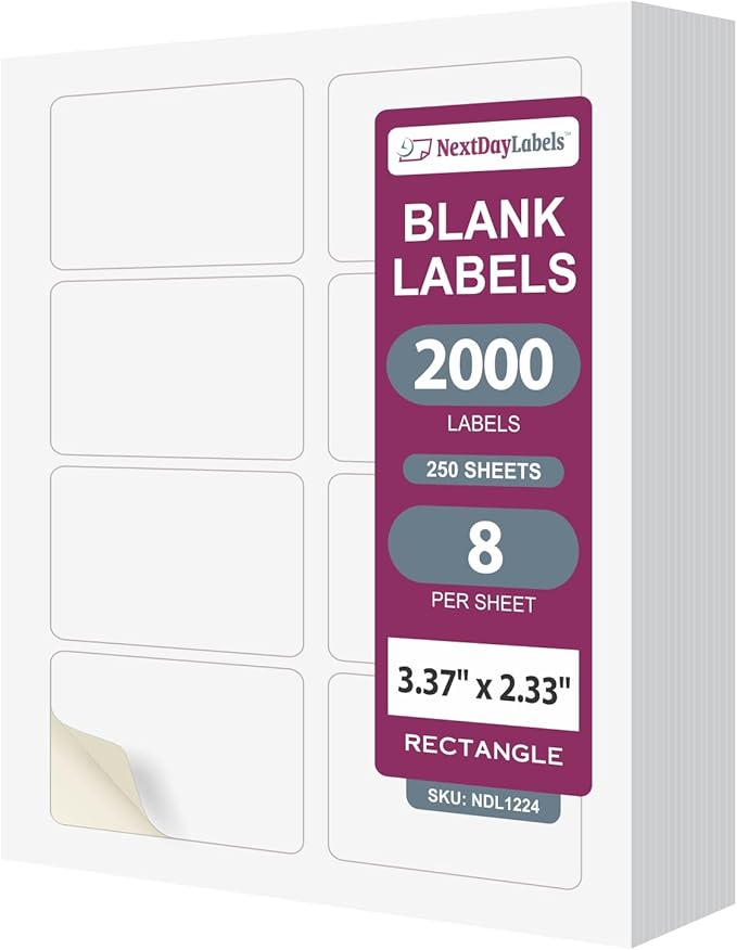NextDayLabels – 3-3/8" x 2-1/3" Rectangular Sticker Labels by NextDayLabels