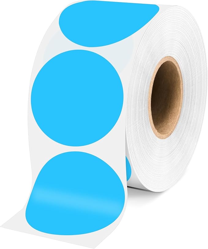 2 Inch Sky-Blue Circle Stickers 500 Pcs, Permanent Color Coding Dots by WANSTE