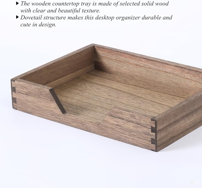 Wood Letter-Size Tray for Office Desktop Organizer - Image 4