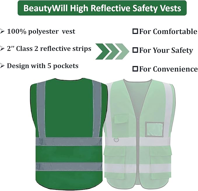 BeautyWill Custom Logo 10/20 Pack Safety Vest Class2 High Visibility Vest - Image 3