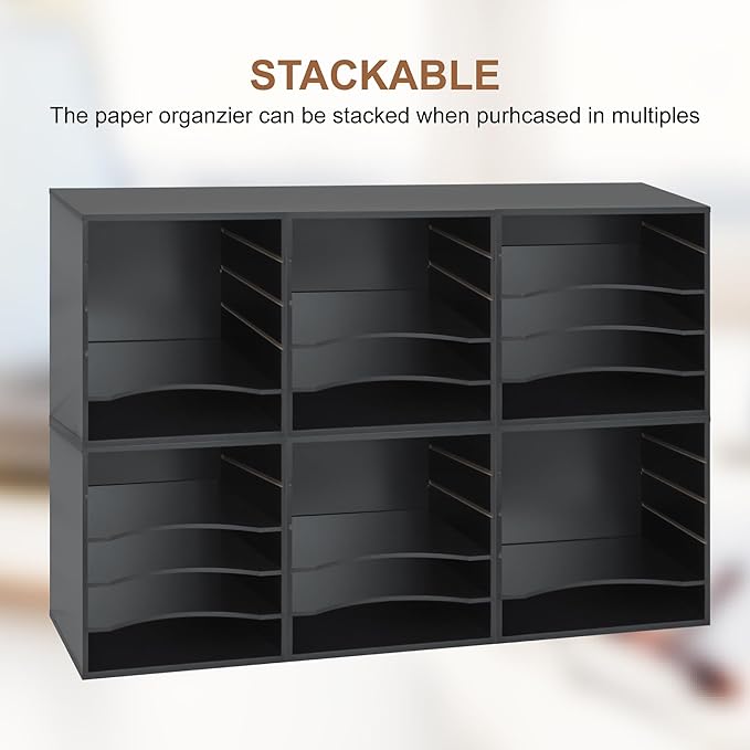 EMERIT 4-Tier Adjustable Paper Organizer, Large Capacity Book Shelf - Image 5