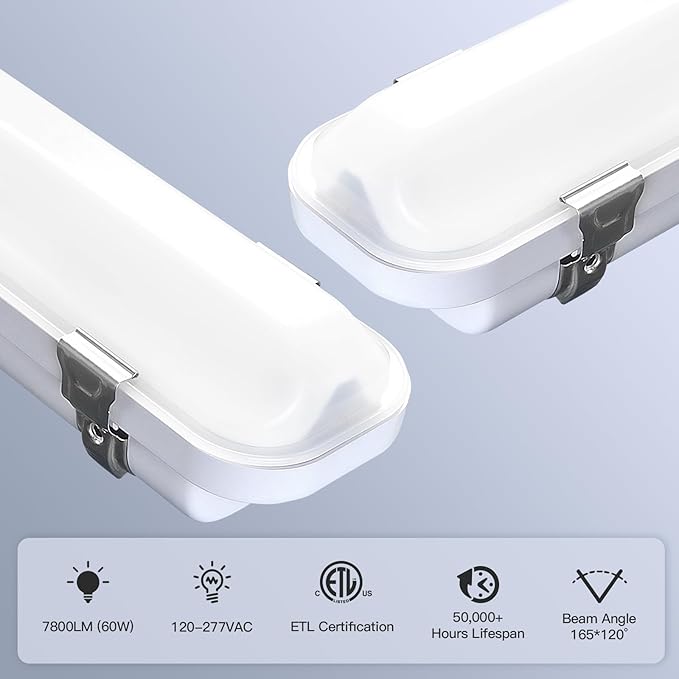 JTT 4FT LED Vapor Tight Light, 60W/50W/40W IP65 Waterproof LED Outdoor Indoor - Image 2