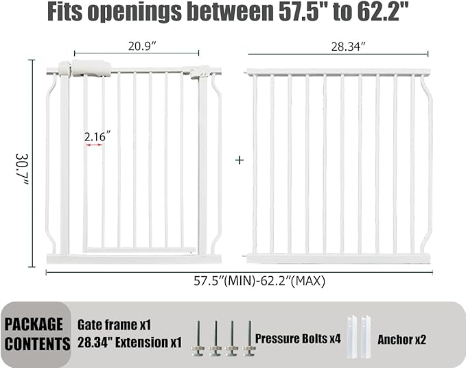 Extra Wide Baby Gate, 57.5-62 Inch - Image 2