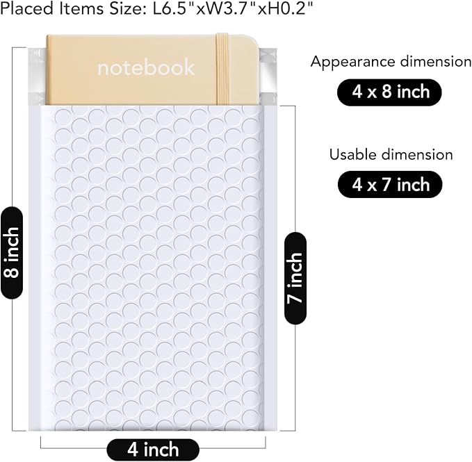 Fuxury Bubble Mailers 4x8 Inch White 200 Pack Padded Envelopes Usable Size 4x7" - Image 2