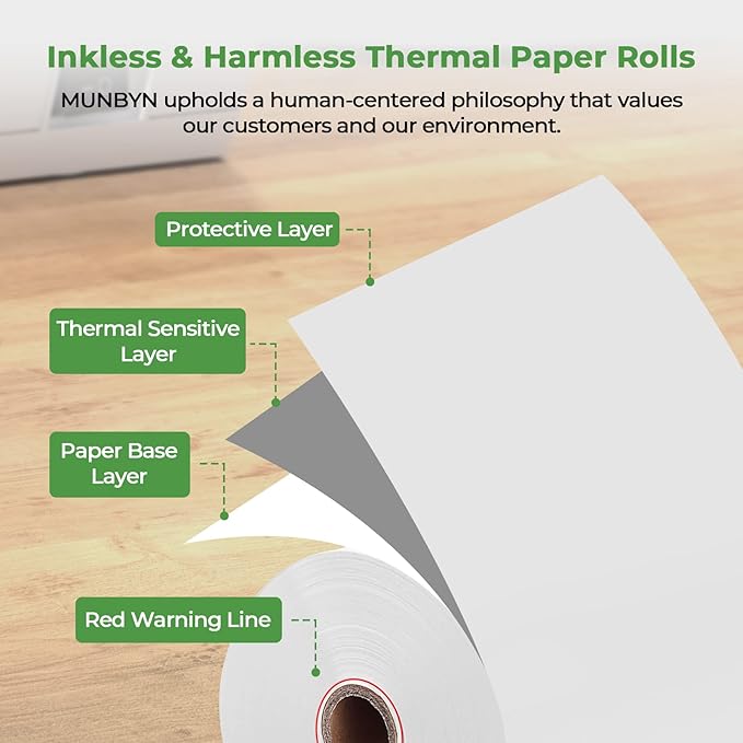 MUNBYN Thermal Receipt Paper 3 1/8 x 230ft, Work - Image 4