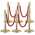6 PCS Stainless Steel Stanchion Post, 5Ft Red Velvet Rope, Hollow Base and by Yeatruojeet