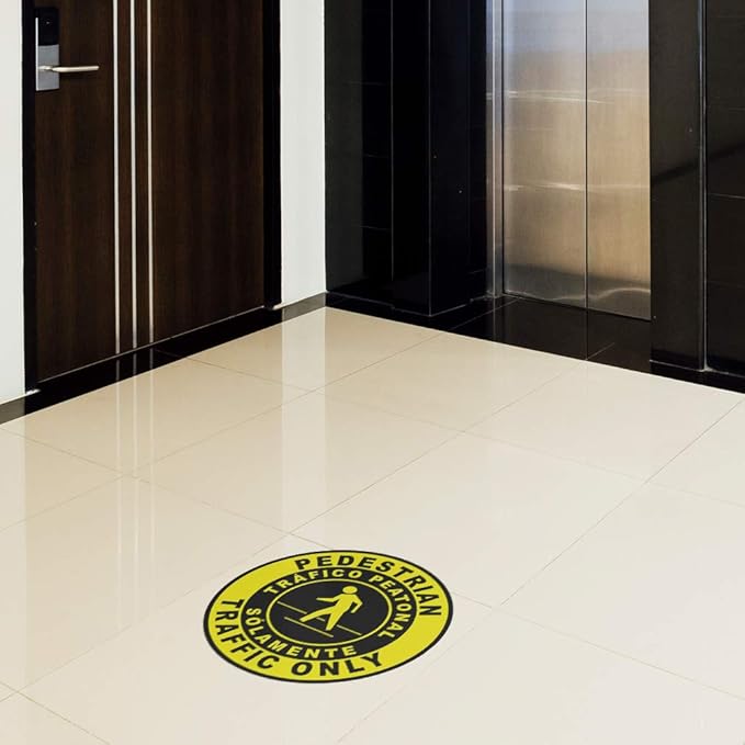 Spanish Safety Signs Floor Decals Pedestrian Traffic Only Yellow Anti-Slip - Image 4
