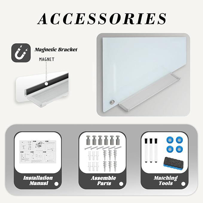 Magnetic Large Glass Board 72"x 48" Dry Erase Writing Board Premium Tempared - Image 4