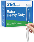 360 Count Extra Heavy Duty Clear Plastic Knives Disposable, Heat Resistant by Dealusy