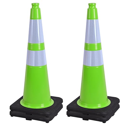 OrangeStar 28" Traffic Cones 4-Pack, Weighted Rubber Base by OrangeStar