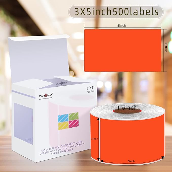 PARLAIM 5" x 3" Rectangle Color Coding Labels, 500 per Inventory Labels Color - Image 2