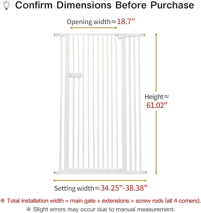 Lumizone Extra Tall Cat Gate 61.02" High Pressure Mounted Extra Wide 2025 New - Image 2