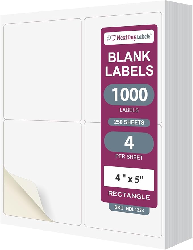 NextDayLabels – 4” x 5” Rectangular Sticker Labels by NextDayLabels