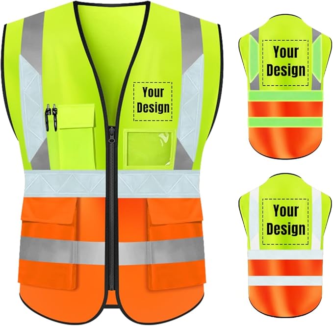 YOWESHOP High Visibility Safety Vest Custom Your Logo Protective Workwear 5 by YOWESHOP