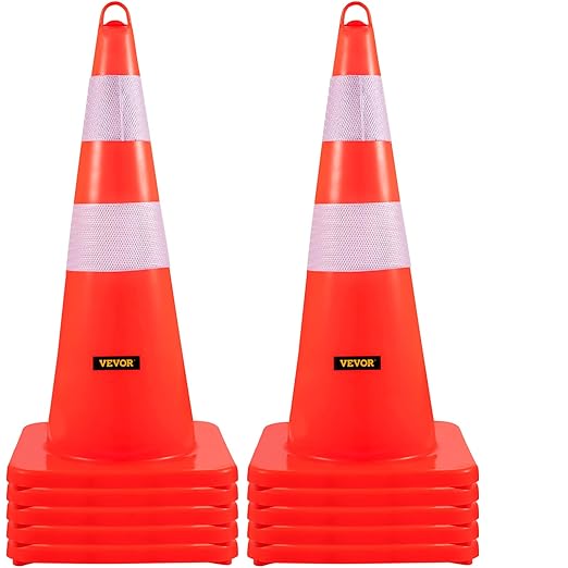 VEVOR Safety Cones, PVC Orange Construction Cones, 2 Reflective Collars Traffic by VEVOR