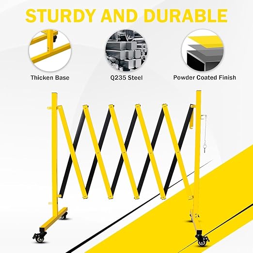 17FT Traffic Barricade with Casters, Metal Expandable Barricade, Folding - Image 4