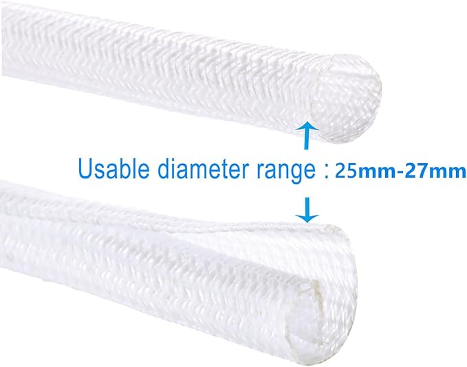 25ft 1 Inch White Cable Sleeve – Split Wire Loom Tubing Cord Protector – Flame - Image 9