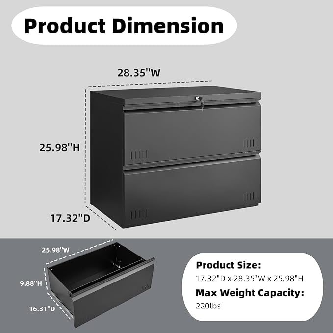 2 Drawer File Cabinet, File Cabinets - Image 3