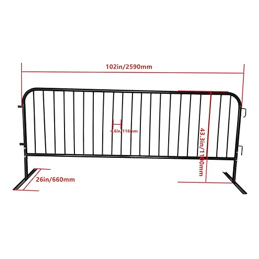 2 Pack 8.5 Ft Steel Crowd Control Heavy Duty Interlocking Steel Safety Barriers - Image 2