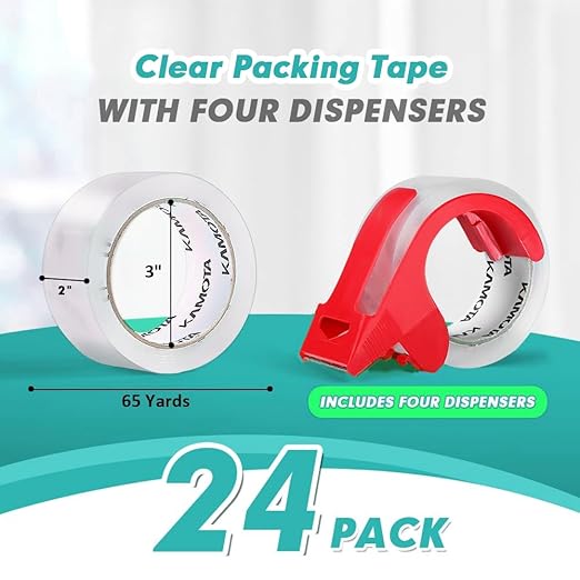 KAMOTA Packing Tape, 24 Rolls Heavy Duty Clear Packaging Tape - Image 2