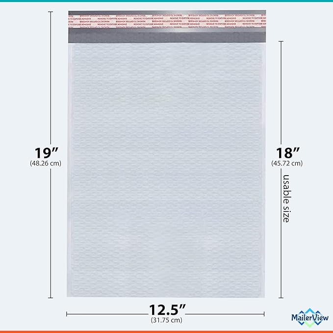 White 12.5x19.5 Inch Large Poly Bubble Mailers #6 | Padded Envelopes - Image 2