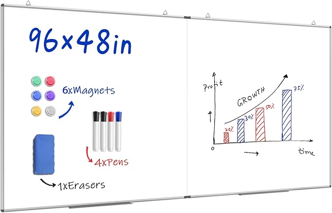 96"X 48" Large Magnetic Dry Erase Whiteboard, Removable Wall Hanging Board by MifuroOfficeProduct