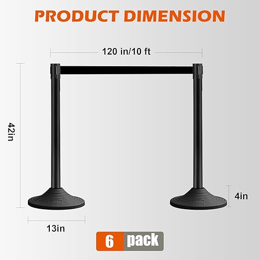 6 Pack Black Crowd Control Stanchions - Image 2