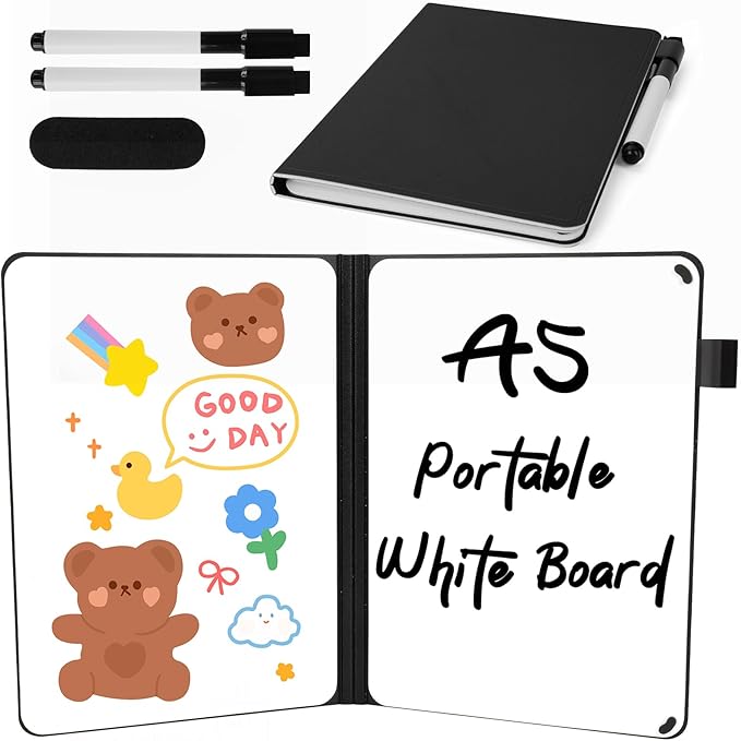 A5 Portable White Board Dry Erase, 8.4 x 6 inch Double Sided Folding Whiteboards by CABPLROI