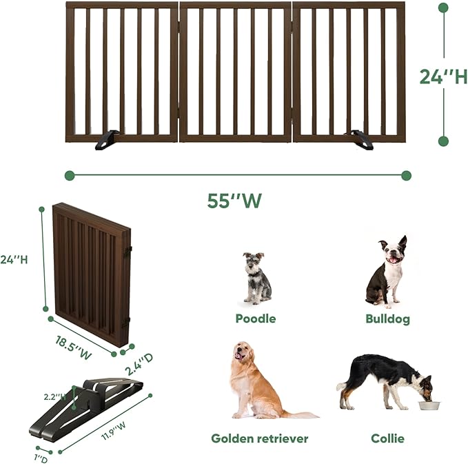 Dog Gates for Doorways, Freestanding Dog Gate Indoor, Foldable Pet Gates for - Image 2