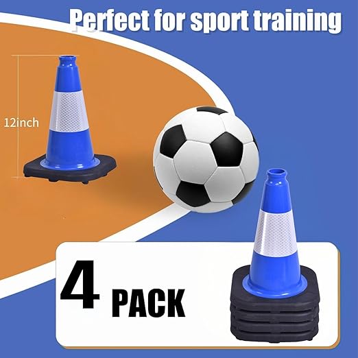 BESEA 4Pack 18 Inch Blue Traffic Cones - Image 3