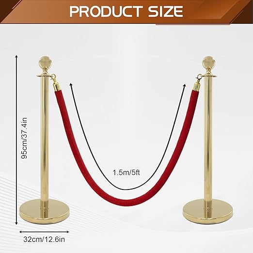 Red Carpet Ropes and Poles, Stanchions and Velvet Ropes, 5ft Stanchion Rope - Image 4