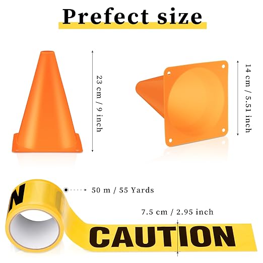 Frienda 11 Pcs Construction Birthday Party Supplies Plastic Traffic Cone - Image 2