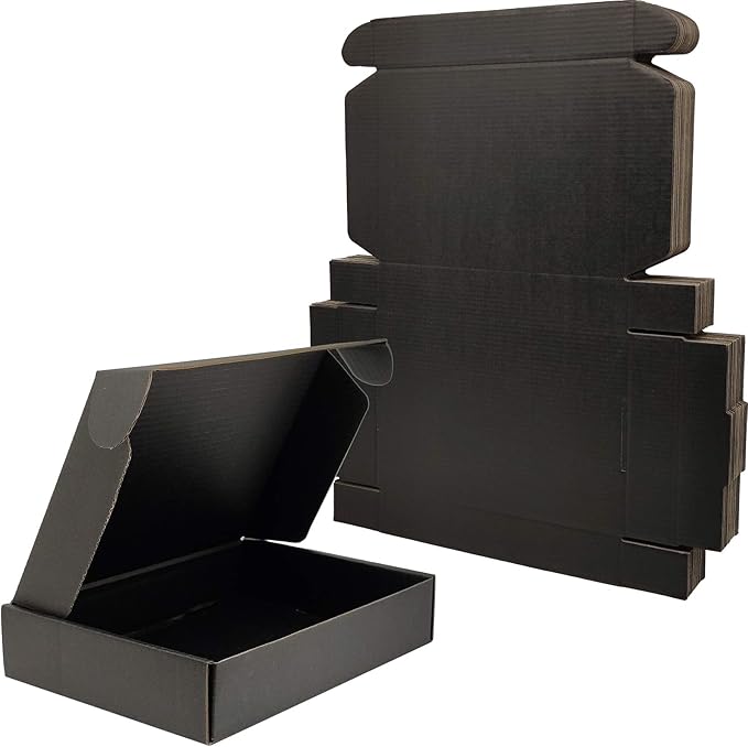 Small Black Shipping Boxes for Small Business Pack of 25-8x5.5x1.6 inches by Lmuze