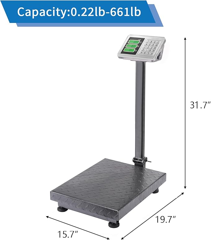 TUFFIOM 661lbs Electronic Industrial Commercial Platform Scale, Stainless Steel - Image 8