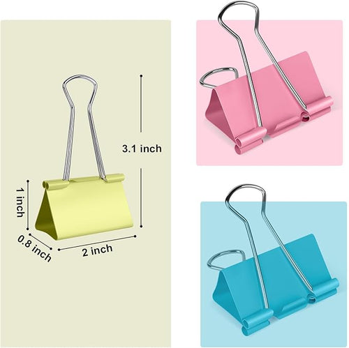 18 Pcs Extra Large Binder Clips 2 inch Length, Colorful Big Paper Clips - Image 2