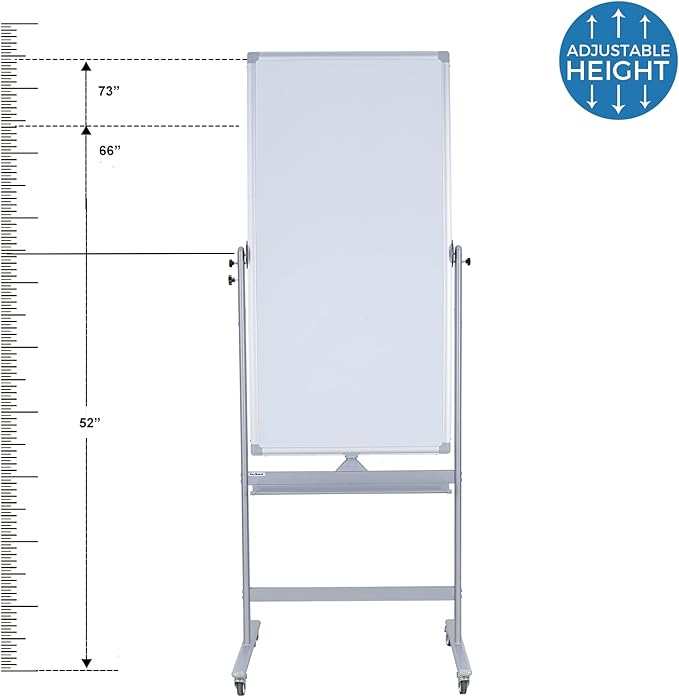 Magnetic Mobile Whiteboard 48x24-in 360° Reversible Two-sided White Board - Image 2