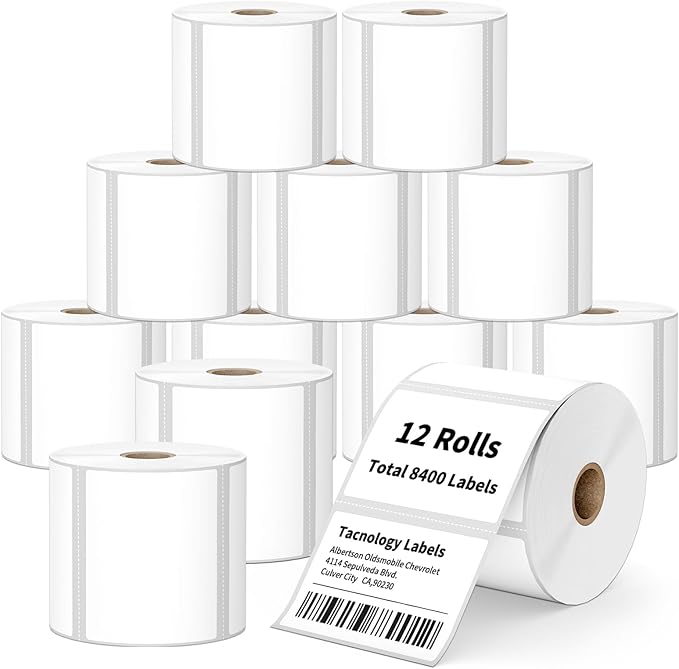 12 Rolls 3" x 2" Direct Thermal Labels by Tacnology