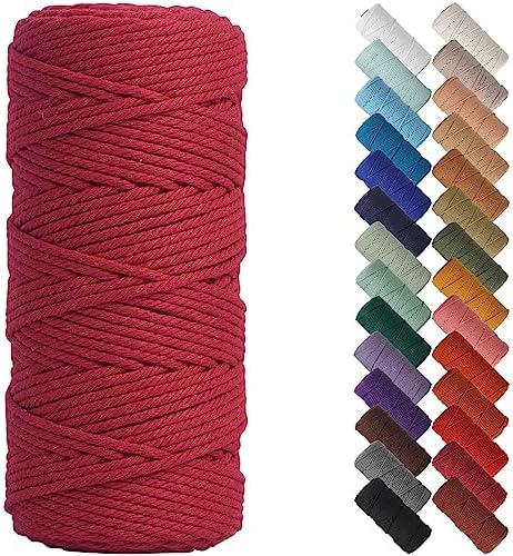 NOANTA Red Macrame Cord 3mm x 109yards, Colored Cotton Rope Macrame Yarn by NOANTA