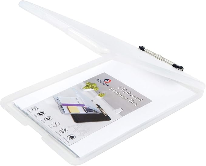 OFFIDIX Clipboard Storage Box Transparent Plastic Paper Clipboard Paper Holder by Offidix