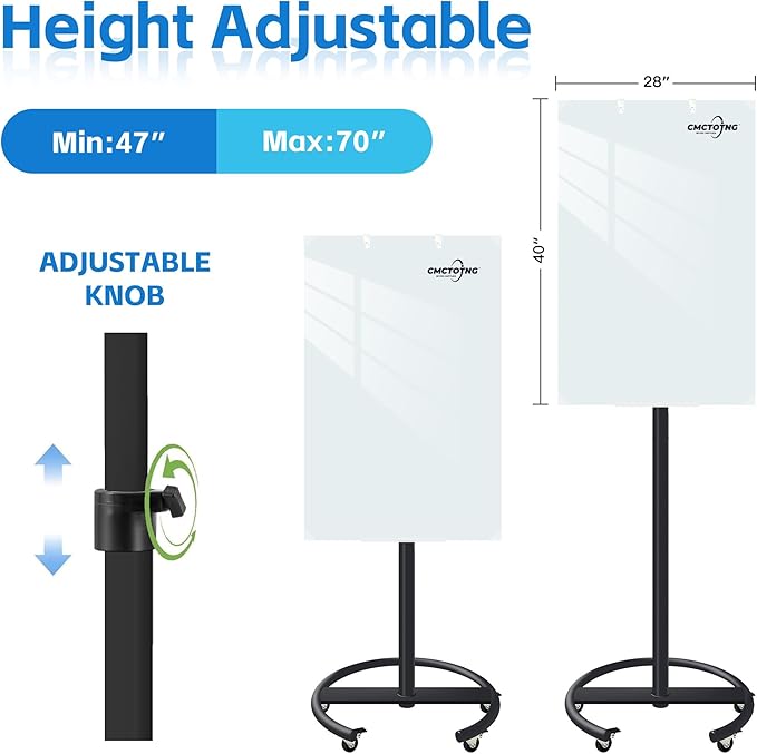Rolling Magnetic Glass Whiteboard Standing - Image 3